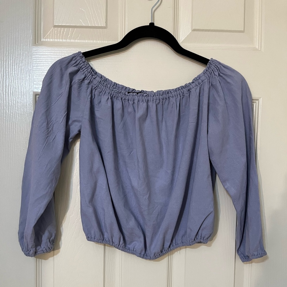 Brandy Melville Off-the-Shoulder Blouse, Powder Blue